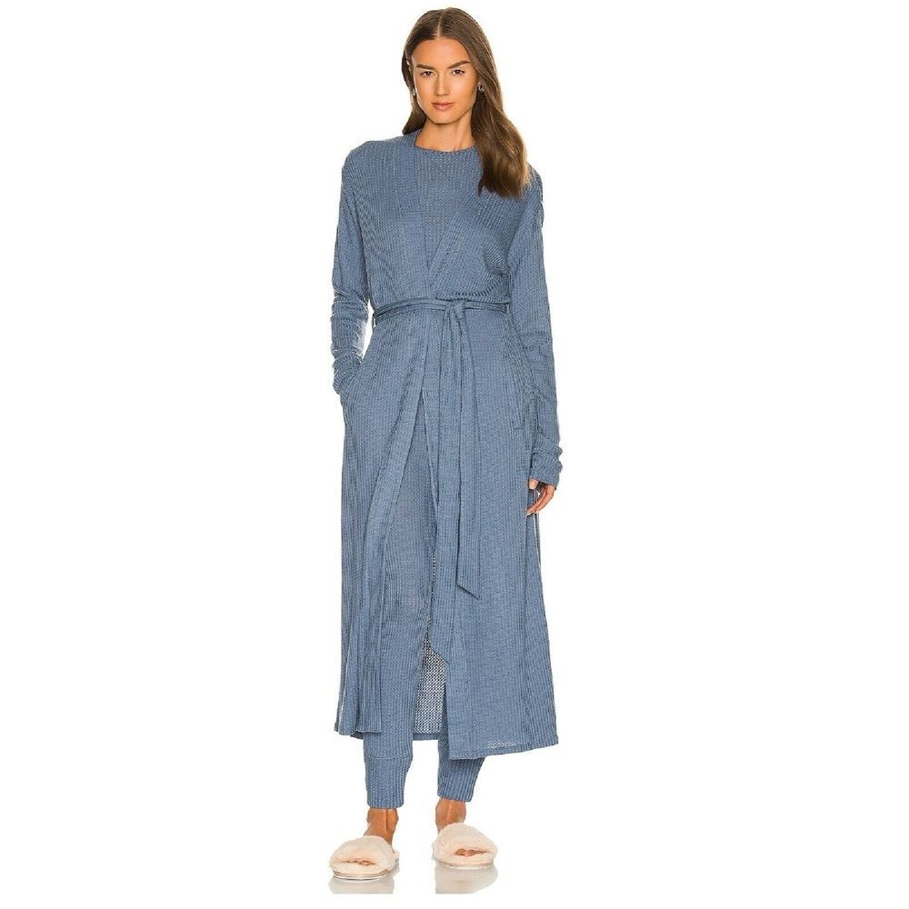 Privacy Please Revolve Tencel Robe M Long Pastel Lightweight Powder Blue Adeline